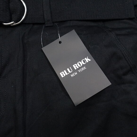 NWT BLU ROCK NEW YORK BLACK CARGO SHORTS W/ BELT MENS SIZE 38 NEW! - Picture 5 of 8
